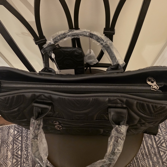 NWT Valentino Orlandi Black Quilted Tote Set - Picture 6 of 9